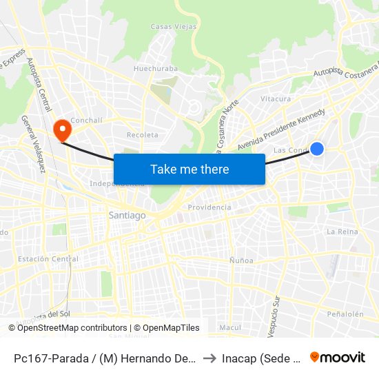 Pc167-Parada / (M) Hernando De Magallanes to Inacap (Sede Renca) map