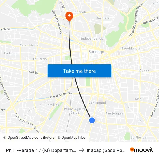 Ph11-Parada 4 / (M) Departamental to Inacap (Sede Renca) map
