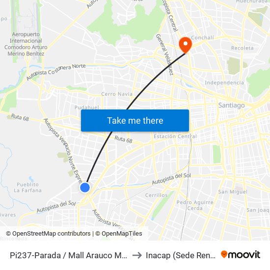 Pi237-Parada / Mall Arauco Maipú to Inacap (Sede Renca) map