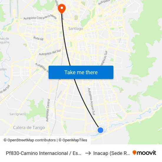 Pf830-Camino Internacional / Esq. Nocedal to Inacap (Sede Renca) map