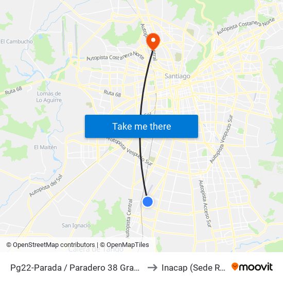 Pg22-Parada / Paradero 38 Gran Avenida to Inacap (Sede Renca) map