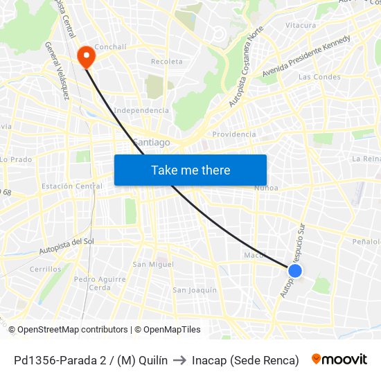 Pd1356-Parada 2 / (M) Quilín to Inacap (Sede Renca) map