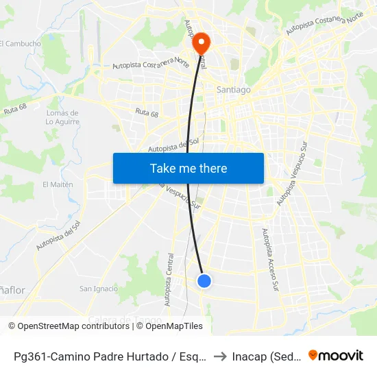 Pg361-Camino Padre Hurtado / Esq. Av. J.M. Balmaceda to Inacap (Sede Renca) map