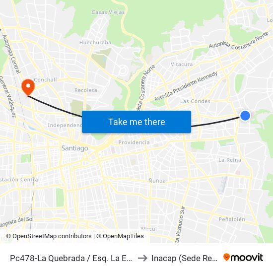 Pc478-La Quebrada / Esq. La Escuela to Inacap (Sede Renca) map
