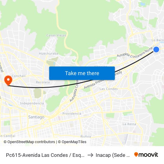 Pc615-Avenida Las Condes / Esq. La Cabaña to Inacap (Sede Renca) map