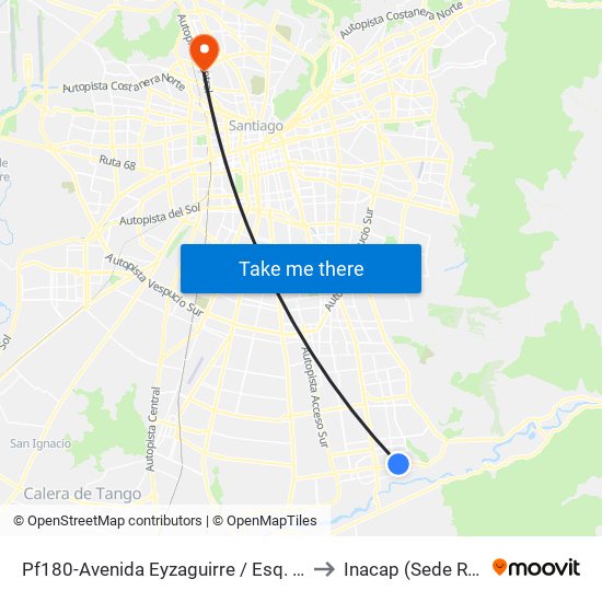 Pf180-Avenida Eyzaguirre / Esq. Finlandia to Inacap (Sede Renca) map