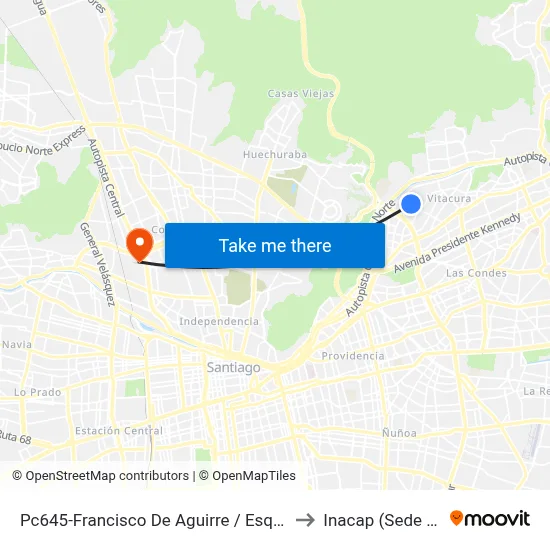 Pc645-Francisco De Aguirre / Esq. Luis Carrera to Inacap (Sede Renca) map