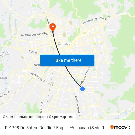 Pe1298-Dr. Sótero Del Río / Esq. Chaitén to Inacap (Sede Renca) map