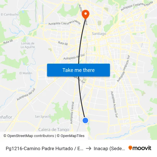 Pg1216-Camino Padre Hurtado / Esq. Baquedano to Inacap (Sede Renca) map