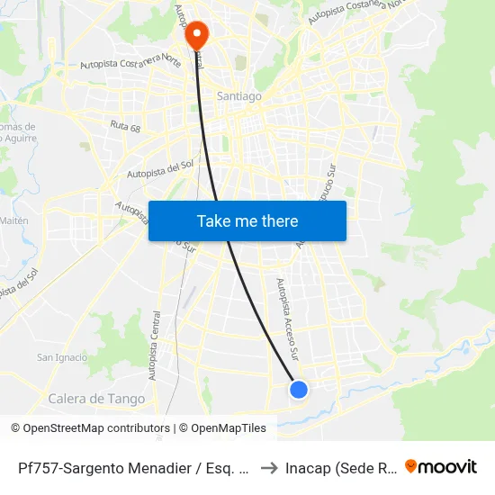 Pf757-Sargento Menadier / Esq. Osa Mayor to Inacap (Sede Renca) map
