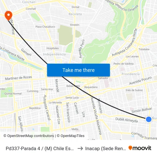 Pd337-Parada 4 / (M) Chile España to Inacap (Sede Renca) map
