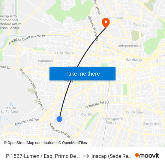Pi1527-Lumen / Esq. Primo De Rivera to Inacap (Sede Renca) map