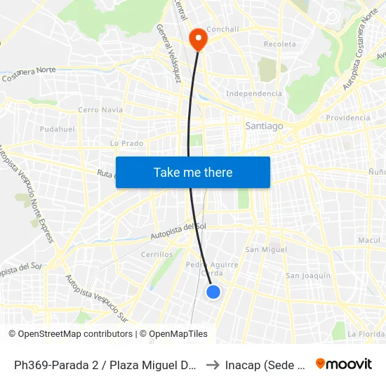 Ph369-Parada 2 / Plaza Miguel Dávila Carson to Inacap (Sede Renca) map