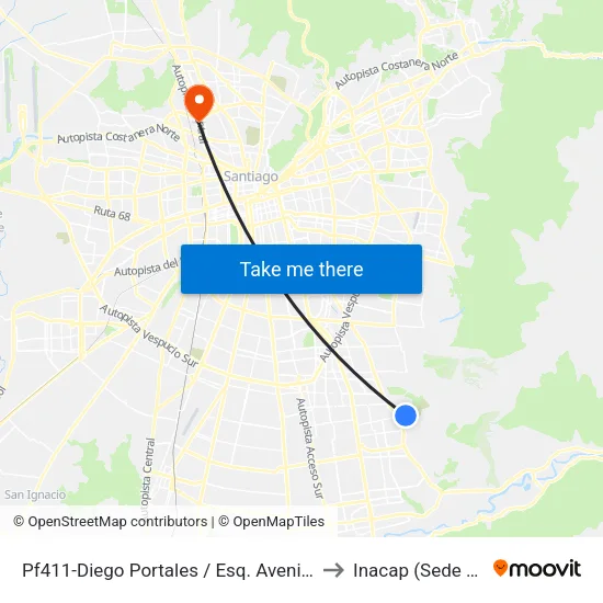 Pf411-Diego Portales / Esq. Avenida Tobalaba to Inacap (Sede Renca) map