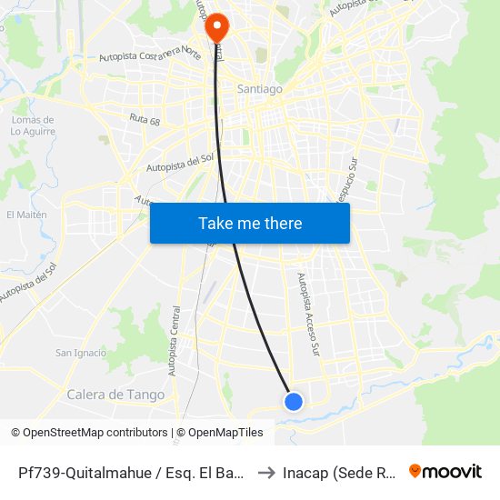 Pf739-Quitalmahue / Esq. El Bandoneón to Inacap (Sede Renca) map