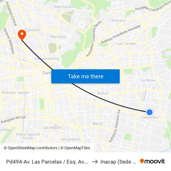 Pd494-Av. Las Parcelas / Esq. Av. Consistorial to Inacap (Sede Renca) map
