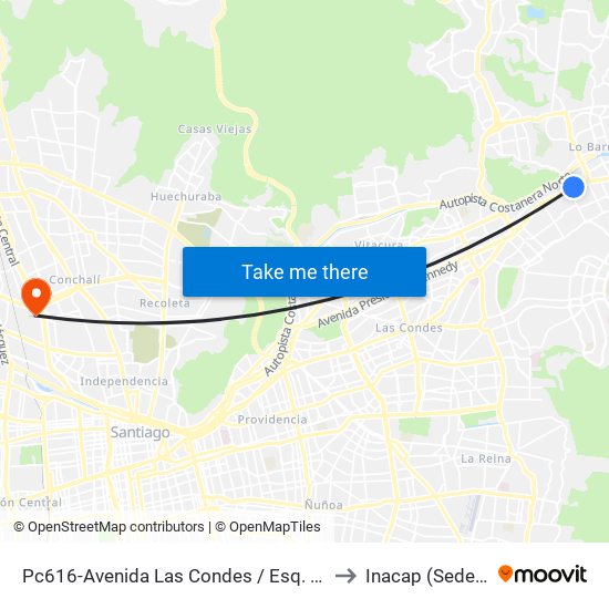 Pc616-Avenida Las Condes / Esq. Sn. Fco. De Asís to Inacap (Sede Renca) map