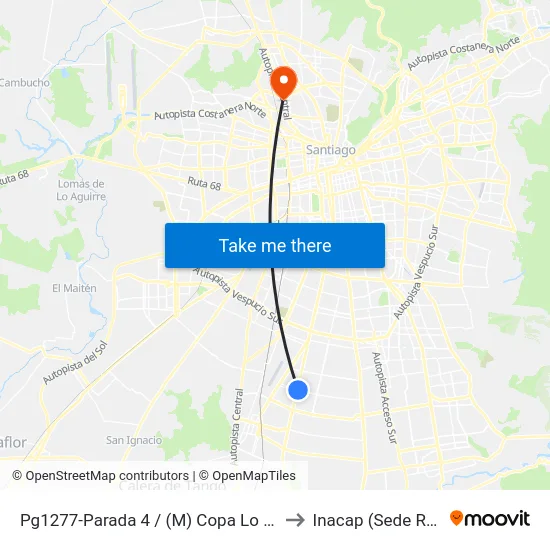 Pg1277-Parada 4 / (M) Copa Lo Martínez to Inacap (Sede Renca) map