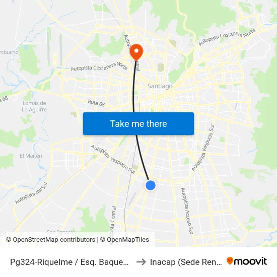 Pg324-Riquelme / Esq. Baquedano to Inacap (Sede Renca) map