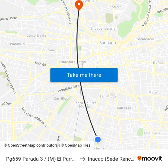 Pg659-Parada 3 / (M) El Parrón to Inacap (Sede Renca) map