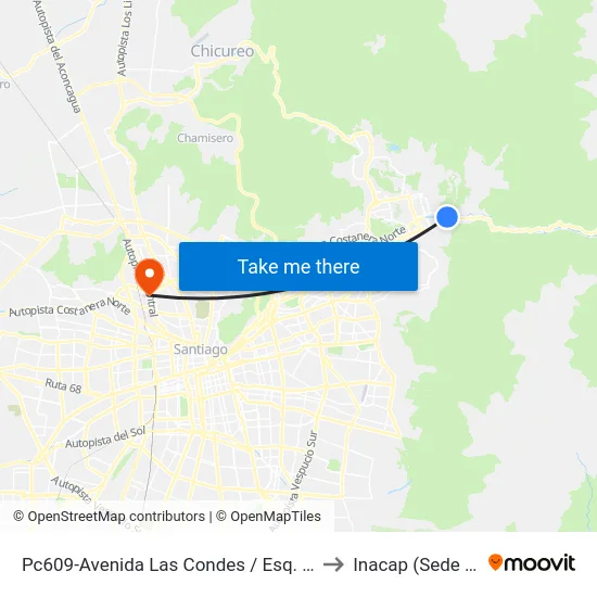 Pc609-Avenida Las Condes / Esq. Cerro Castillo to Inacap (Sede Renca) map