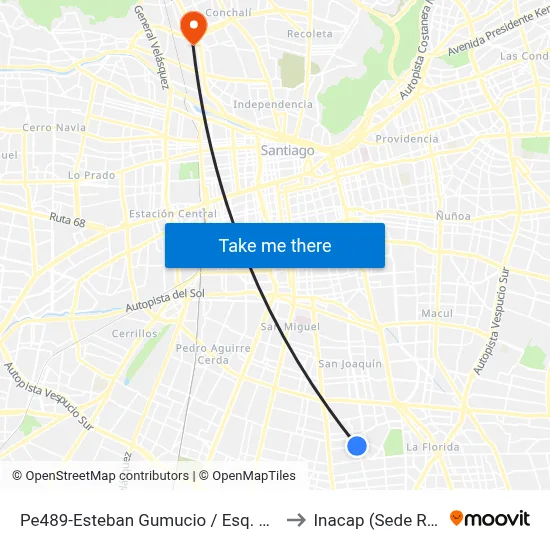 Pe489-Esteban Gumucio / Esq. La Serena to Inacap (Sede Renca) map