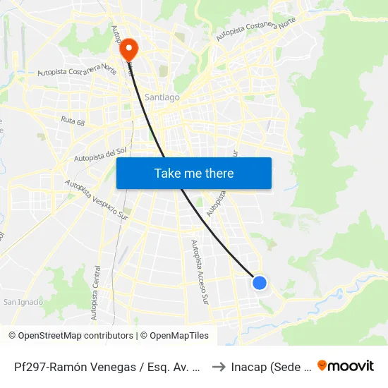 Pf297-Ramón Venegas / Esq. Av. L. Matte Larraín to Inacap (Sede Renca) map