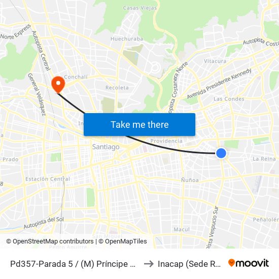 Pd357-Parada 5 / (M) Príncipe De Gales to Inacap (Sede Renca) map