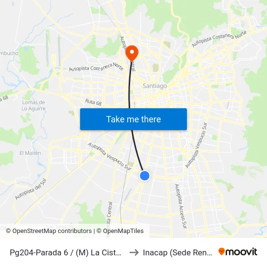 Pg204-Parada 6 / (M) La Cisterna to Inacap (Sede Renca) map