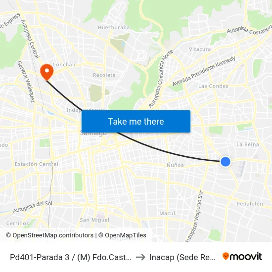 Pd401-Parada 3 / (M) Fdo.Castillo V. to Inacap (Sede Renca) map