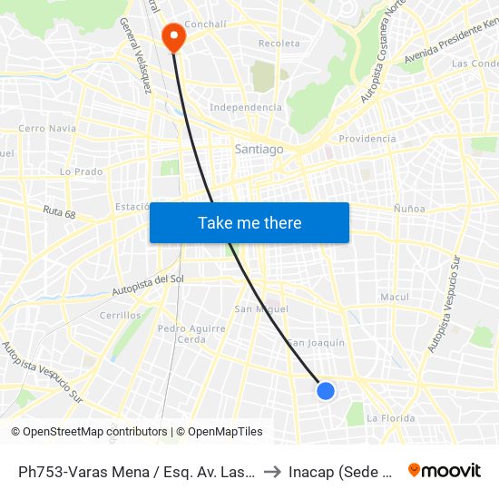Ph753-Varas Mena / Esq. Av. Las Industrias to Inacap (Sede Renca) map