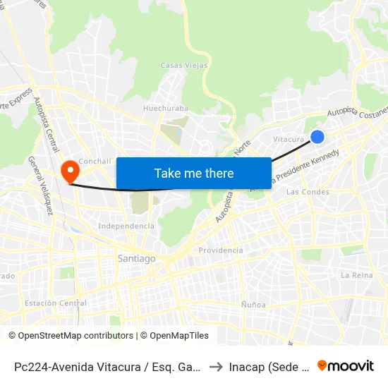 Pc224-Avenida Vitacura / Esq. García De Torres to Inacap (Sede Renca) map