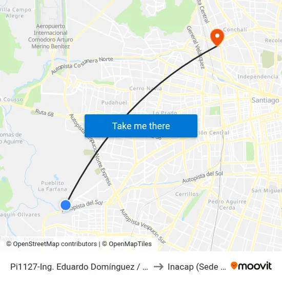 Pi1127-Ing. Eduardo Domínguez / Esq. Llanquilef to Inacap (Sede Renca) map