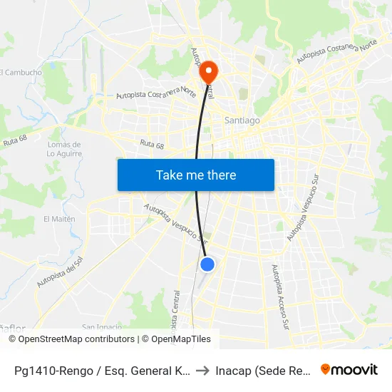 Pg1410-Rengo / Esq. General Körner to Inacap (Sede Renca) map