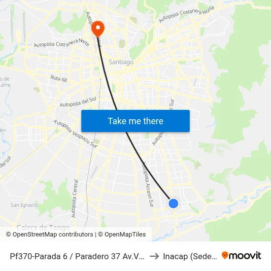 Pf370-Parada 6 / Paradero 37 Av.Vicuña Mackenna to Inacap (Sede Renca) map