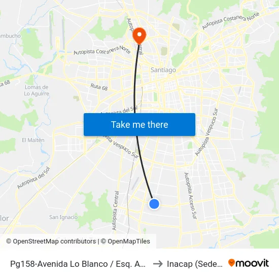 Pg158-Avenida Lo Blanco / Esq. Av. San Francisco to Inacap (Sede Renca) map