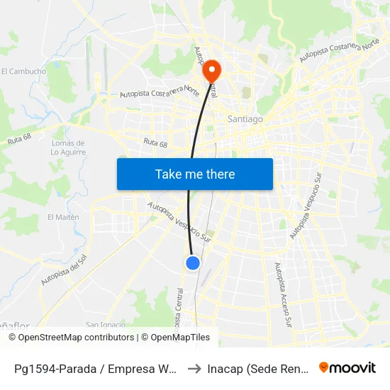 Pg1594-Parada / Empresa Watts to Inacap (Sede Renca) map