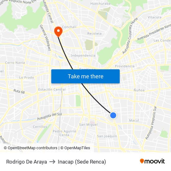 Rodrigo De Araya to Inacap (Sede Renca) map
