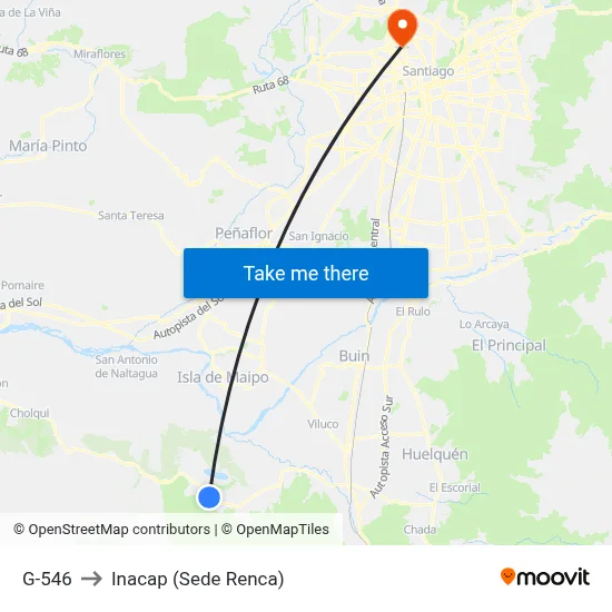 G-546 to Inacap (Sede Renca) map