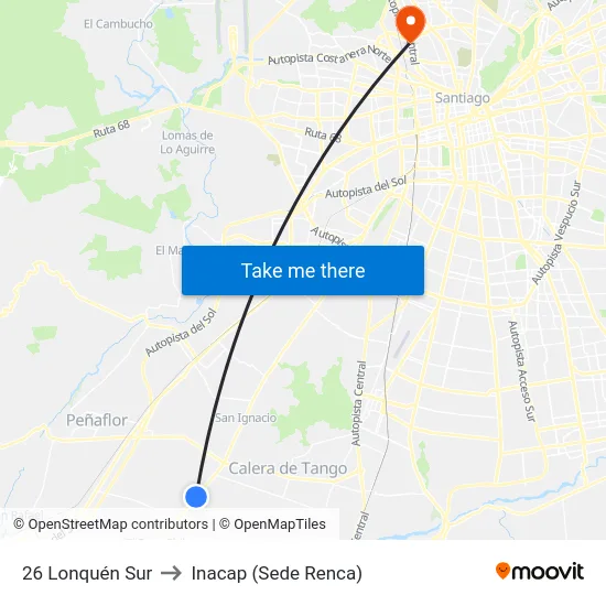 26 Lonquén Sur to Inacap (Sede Renca) map