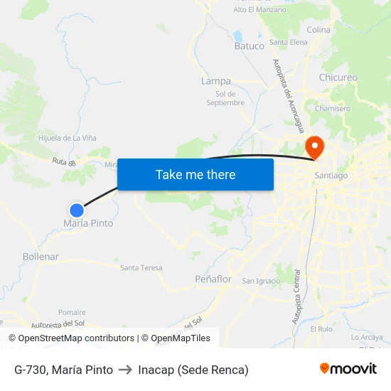 G-730, María Pinto to Inacap (Sede Renca) map