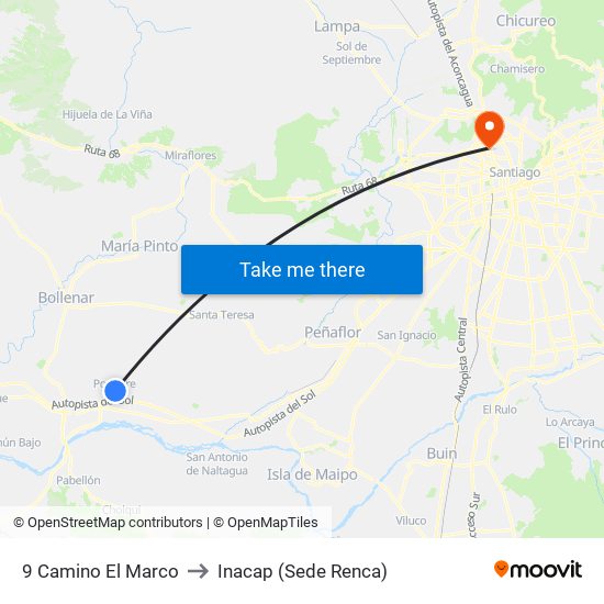 9 Camino El Marco to Inacap (Sede Renca) map
