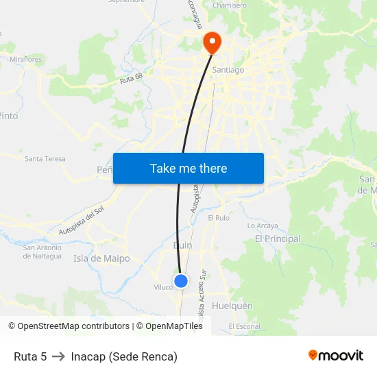 Ruta 5 to Inacap (Sede Renca) map