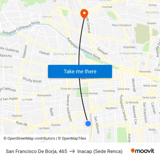 San Francisco De Borja, 465 to Inacap (Sede Renca) map
