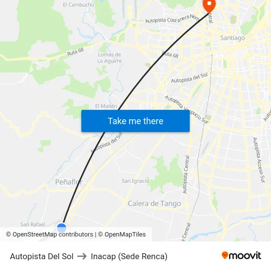 Autopista Del Sol to Inacap (Sede Renca) map