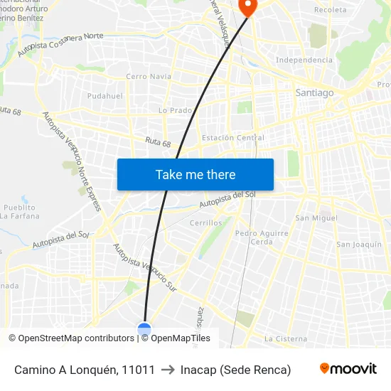 Camino A Lonquén, 11011 to Inacap (Sede Renca) map