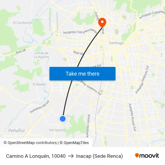 Camino A Lonquén, 10040 to Inacap (Sede Renca) map