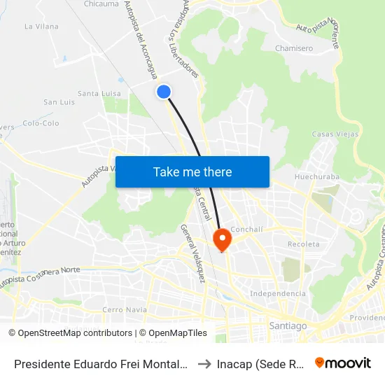Presidente Eduardo Frei Montalva, 9337 to Inacap (Sede Renca) map