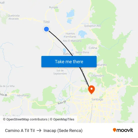 Camino A Til Til to Inacap (Sede Renca) map