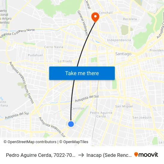 Pedro Aguirre Cerda, 7022-7074 to Inacap (Sede Renca) map